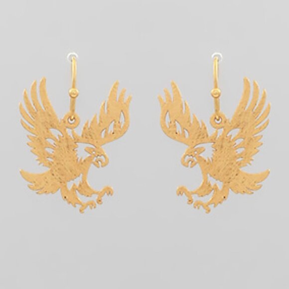 Textured Metal Eagle Filigree Earrings - Picture 1 of 2